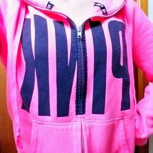 Victoria's secret love pink neon pink zip up hoodi